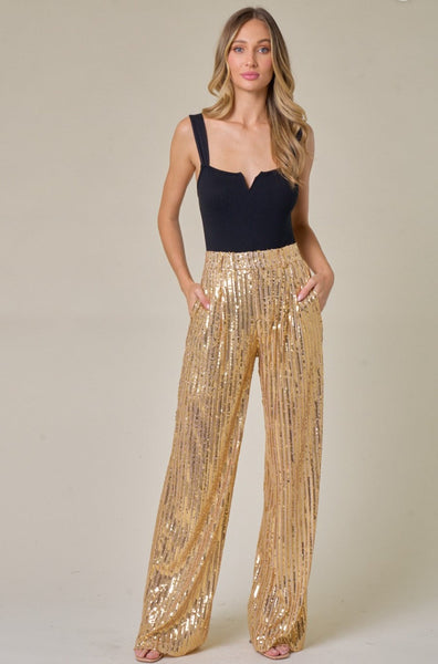 Women's Gold Sequin Pants