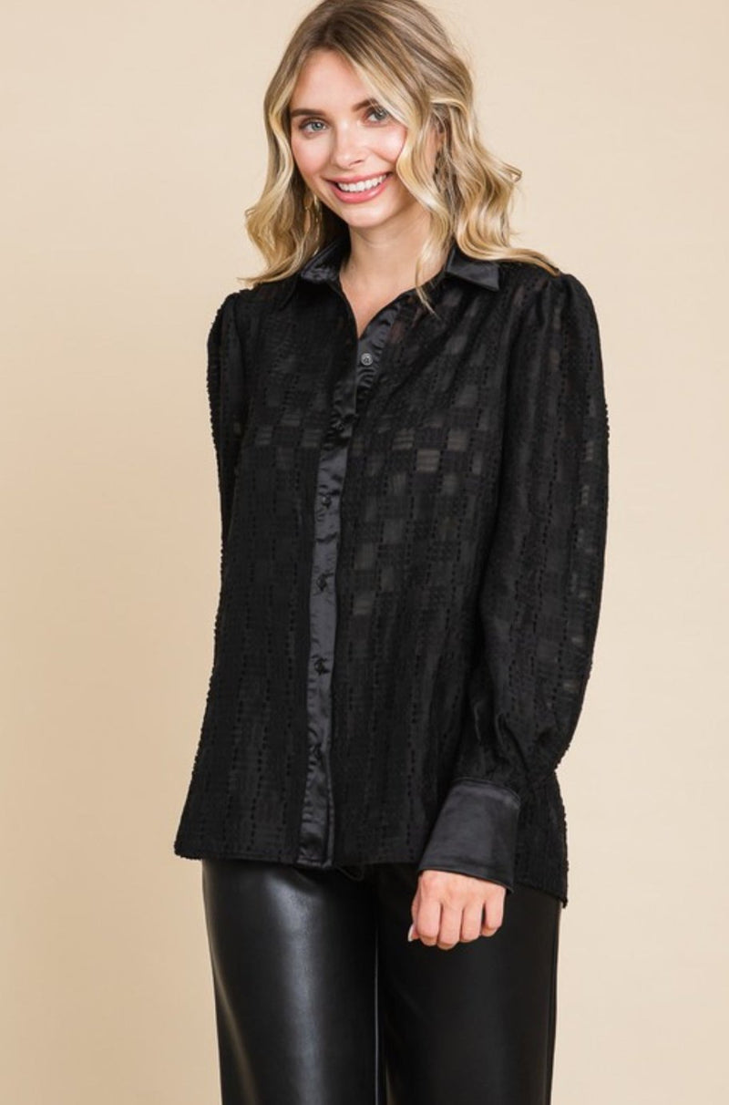 Vion Black Checkered Blouse