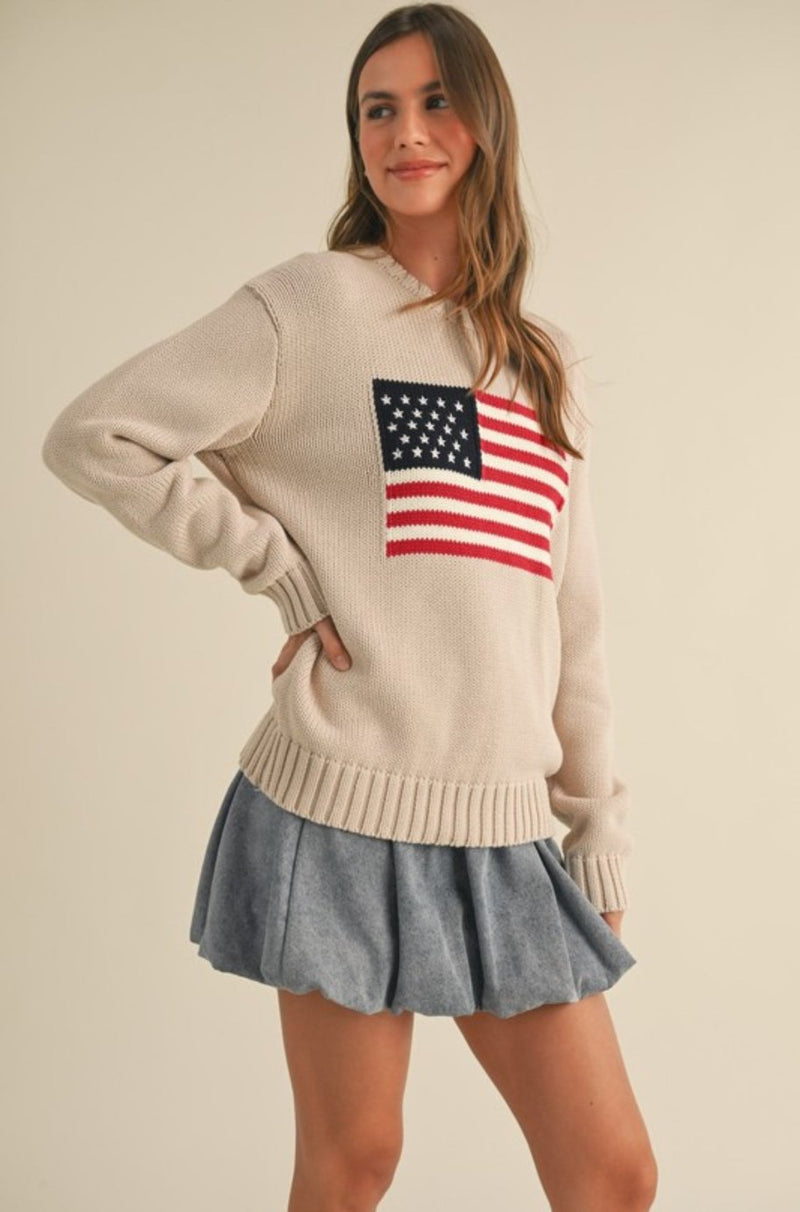 American Flag Crewneck Sweater