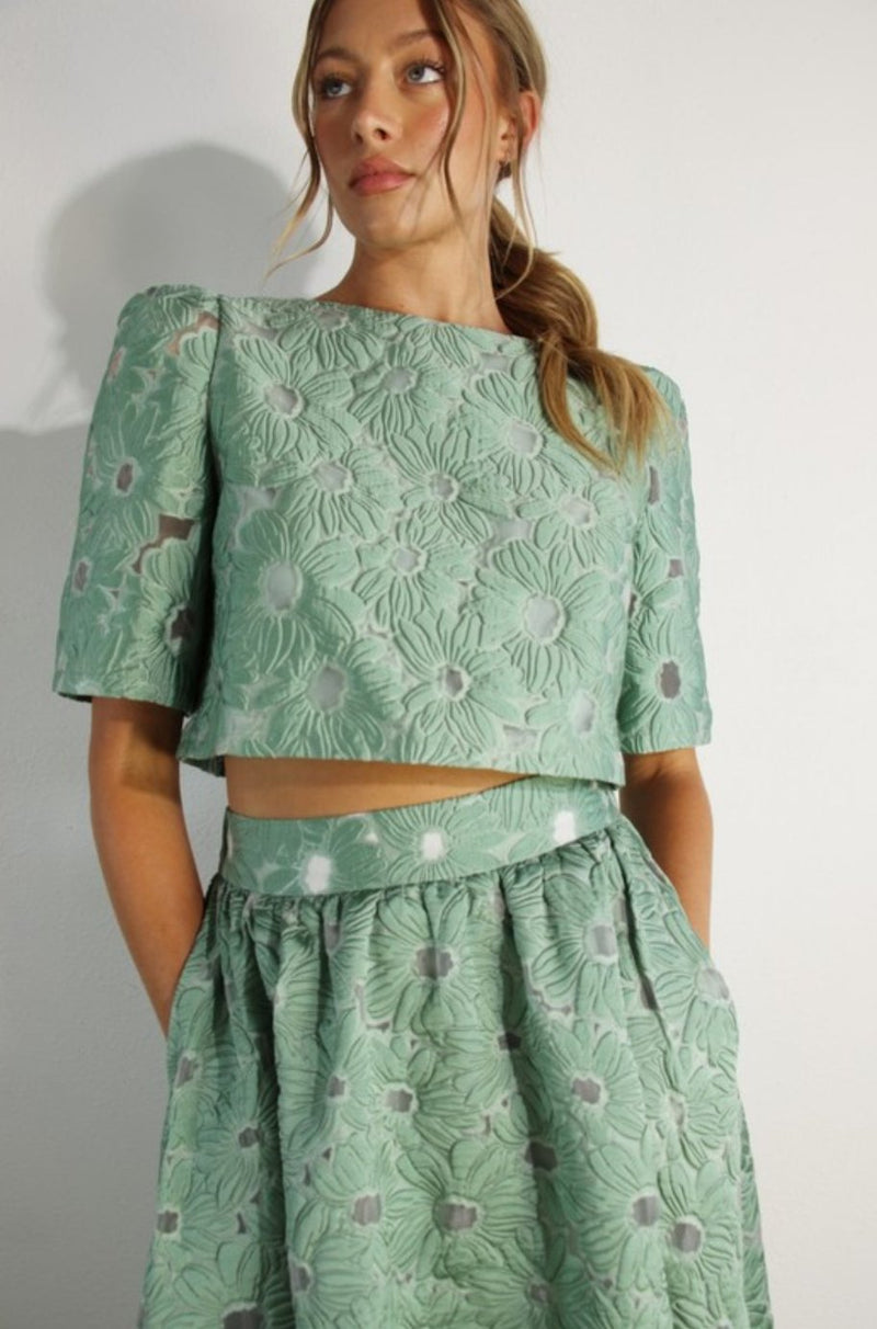 Gracie Mint Crop Top and Skirt Set