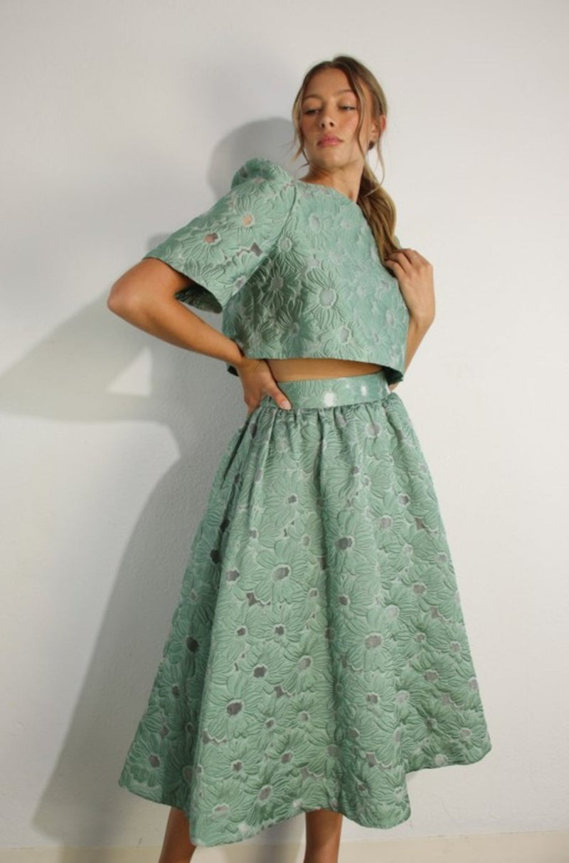 Gracie Mint Crop Top and Skirt Set