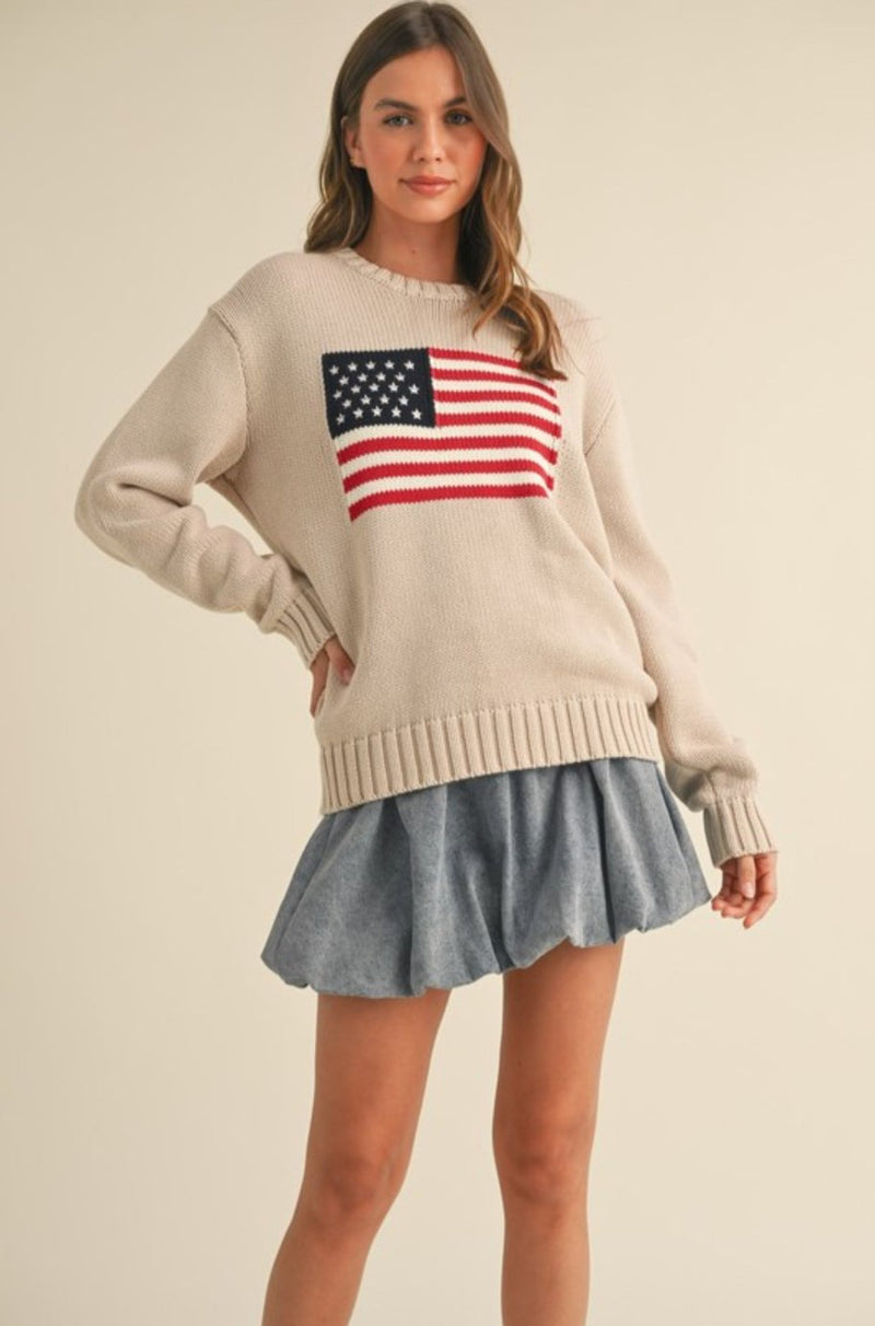 American Flag Crewneck Sweater