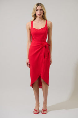 Red wrap dress, red resort dresses, women's formal red dresses, red cocktail dress