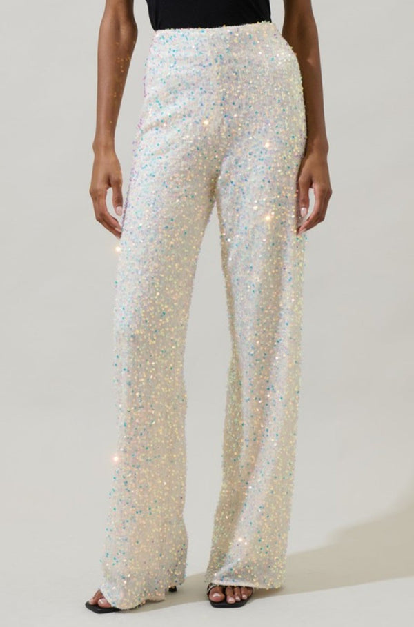 white sequin pants, sequin pants, women's white sequin pants