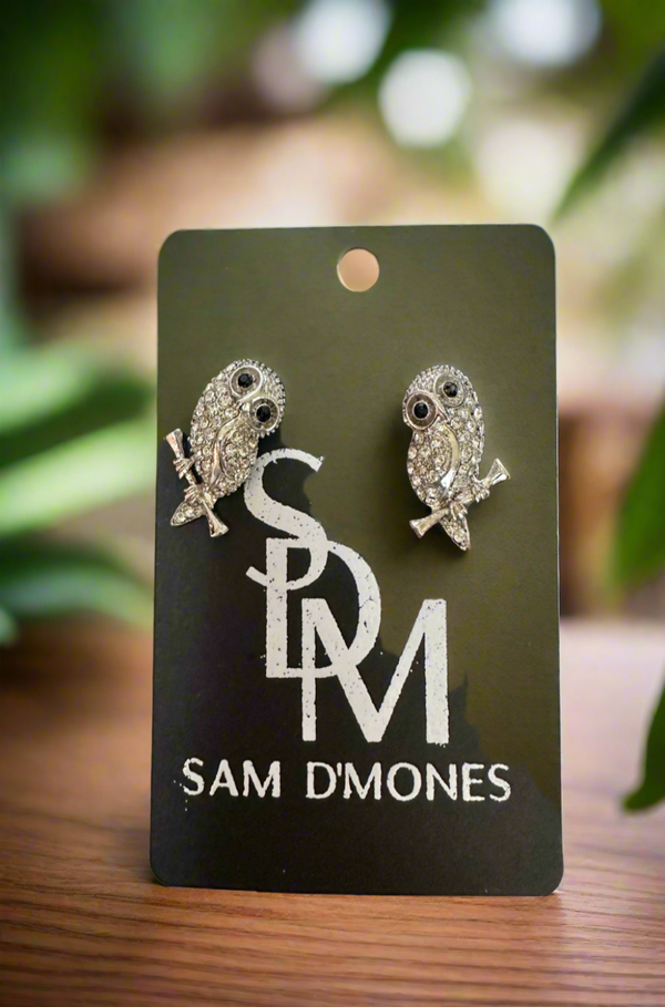 Rhinestone Owl Earrings