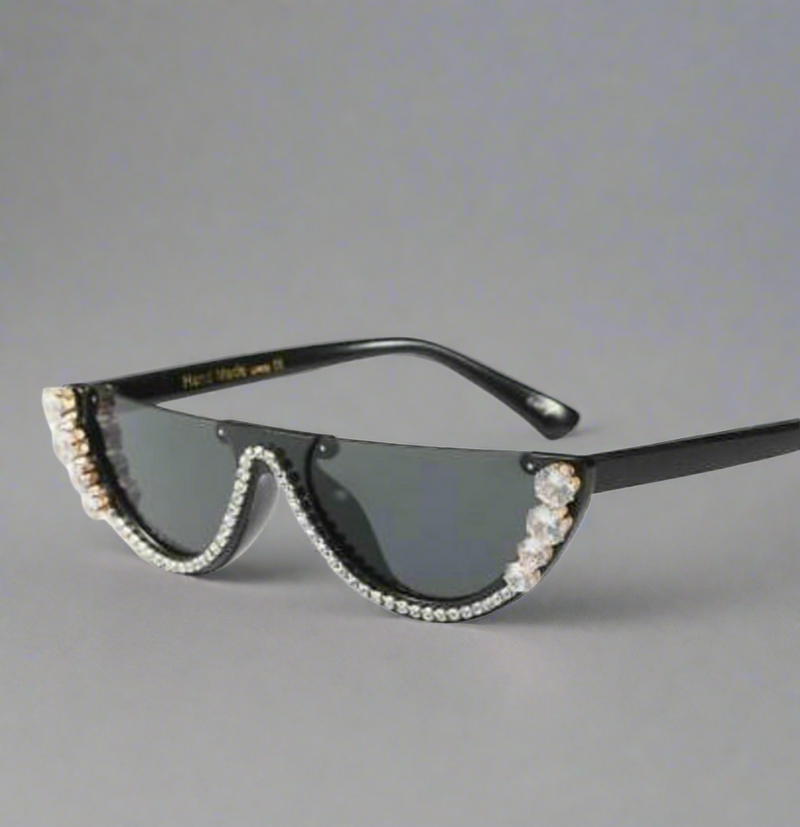 women's black cat eye rhinestone crystal sunglasses, women's crystal cat eye sunglasses