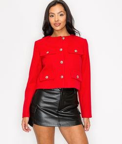 Red jacket, Jacket, crop top jacket, red blazer, blazer