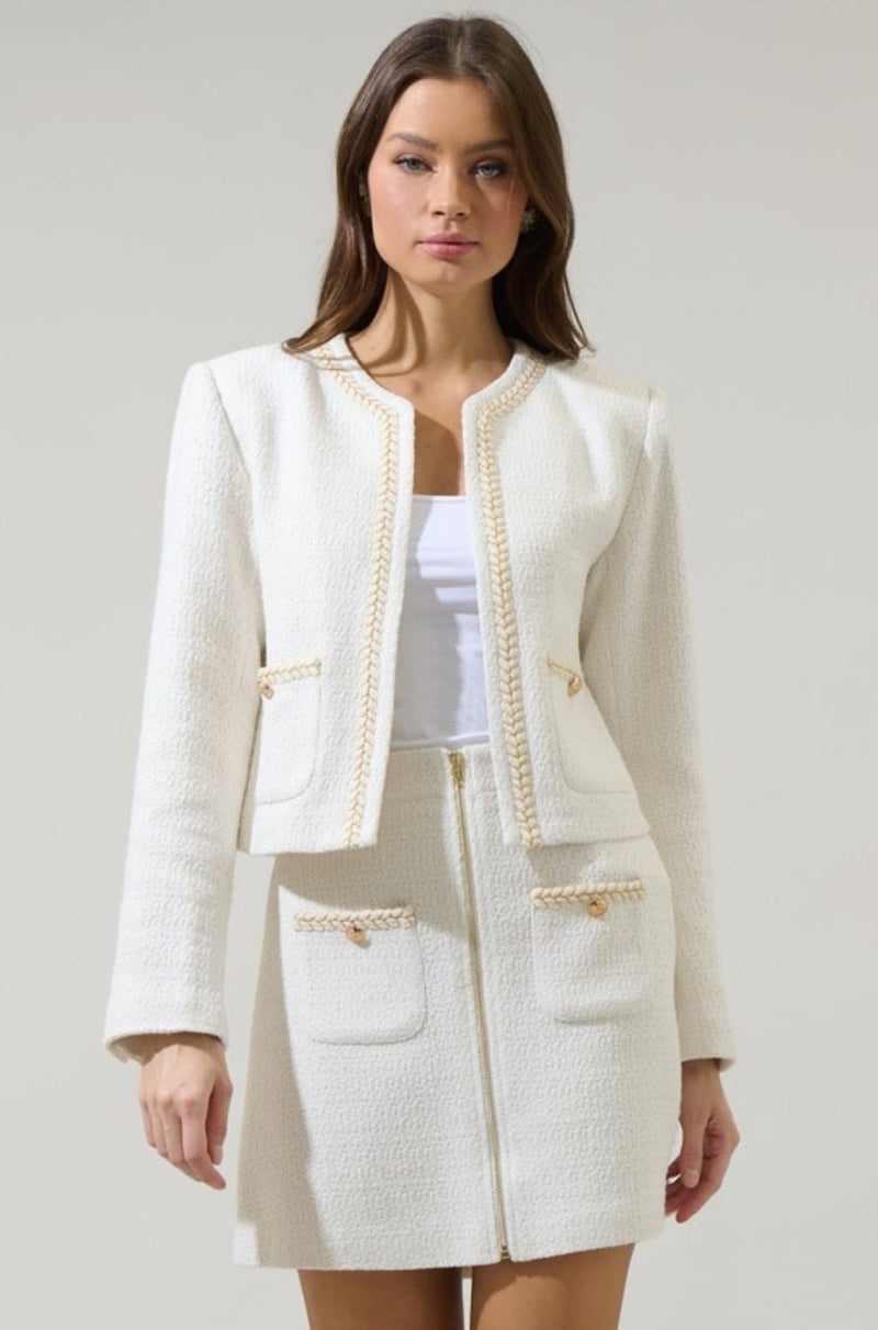 White Tweed Blazer, White blazer, women's work blazer, chanel white blazer