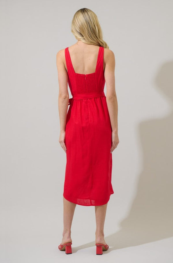 Perline Wrap Red Dress