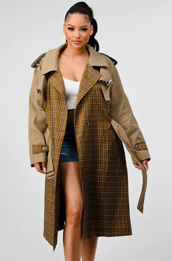 Plaid Trench Coat