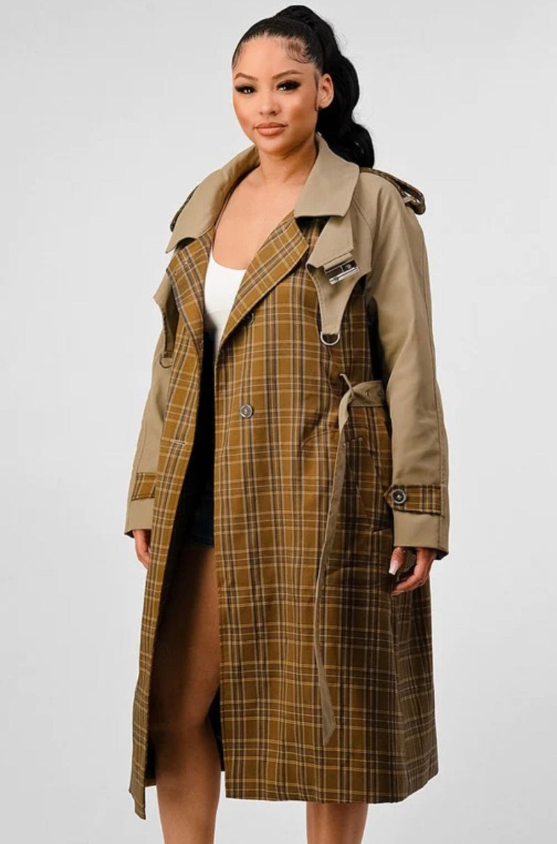 Plaid Trench Coat